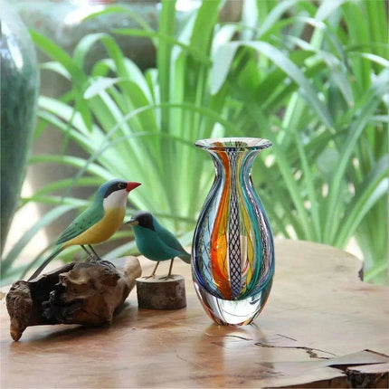 Artistic Hand Blown Murano Glass Vase for Eye-Catching Home Decor..