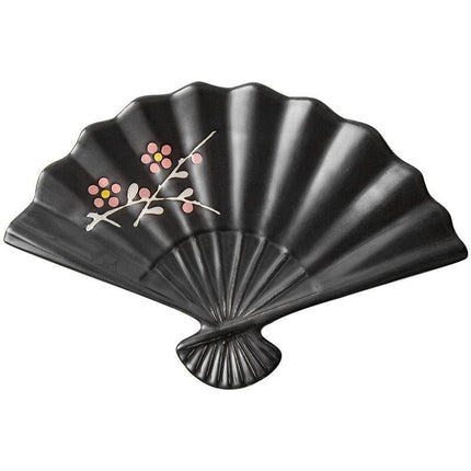 Artistic Japanese Fan-Shaped Ceramic Serving Plate - Sophisticated Tableware for Fine Dining - Très Elite