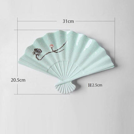 Artistic Japanese Fan-Shaped Ceramic Serving Plate - Sophisticated Tableware for Fine Dining - Très Elite