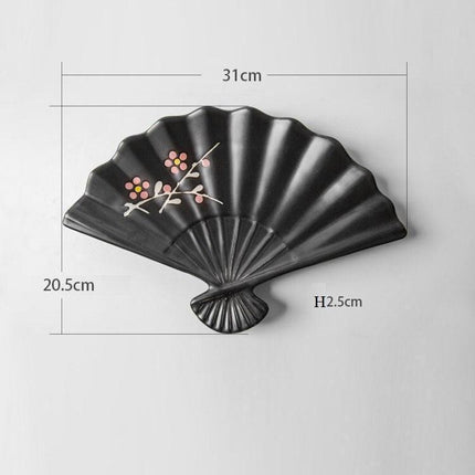Artistic Japanese Fan-Shaped Ceramic Serving Plate - Sophisticated Tableware for Fine Dining - Très Elite
