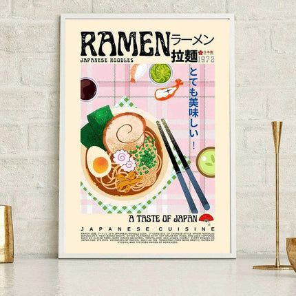 Asian Gourmet Canvas Art: Stunning Illustrations of Ramen, Sushi, and Dumplings for a Stylish Kitchen - Très Elite