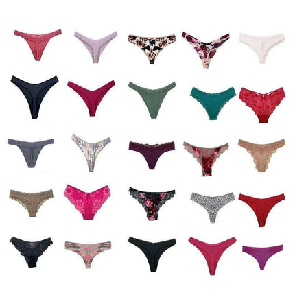 Assorted 10/20 Pack of Women's Thongs and G-Strings - Soft T-Back Underwear Collection - Très Elite