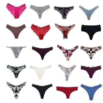 Assorted 10/20 Pack of Women's Thongs and G-Strings - Soft T-Back Underwear Collection - Très Elite