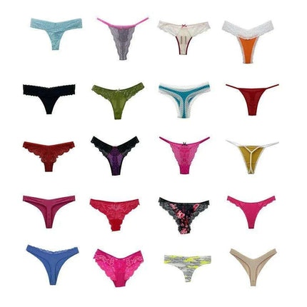 Assorted 10/20 Pack of Women's Thongs and G-Strings - Soft T-Back Underwear Collection - Très Elite