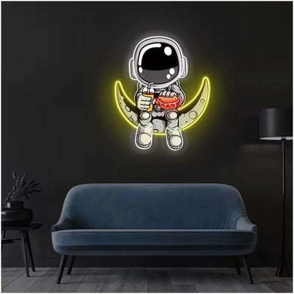 Astronaut Burger Neon Sign: Eye-Catching LED Art for Creative Spaces - Très Elite