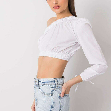 Asymmetrical Neckline Blouse For Women Cotton Blend 215371 - Très Elite