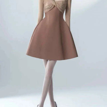 Asymmetrical Patchwork Long Sleeve Square Neck Dress for Women - Très Elite