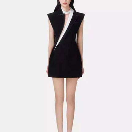 Asymmetrical Summer Dress with Contrast Ribbon Bow - Très Elite