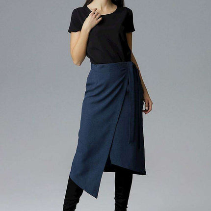 Asymmetrical Tie-Waist Skirt – Modern Draped Design in Soft Polyester - Très Elite