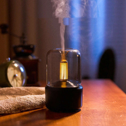 Atmosphere Light Humidifier Candlelight Aroma Diffuser Portable 120ml Electric USB Air Humidifier Cool Mist Maker Fogger 8-12 Hours With LED Night Light - Très Elite