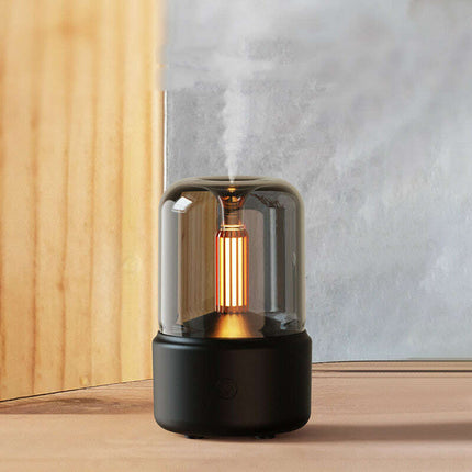 Atmosphere Light Humidifier Candlelight Aroma Diffuser Portable 120ml Electric USB Air Humidifier Cool Mist Maker Fogger 8-12 Hours With LED Night Light - Très Elite