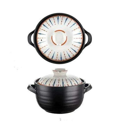 Authentic Japanese Lithium Stone Clay Stockpot - Durable Casserole Pot for Gas Stove Cooking - Très Elite