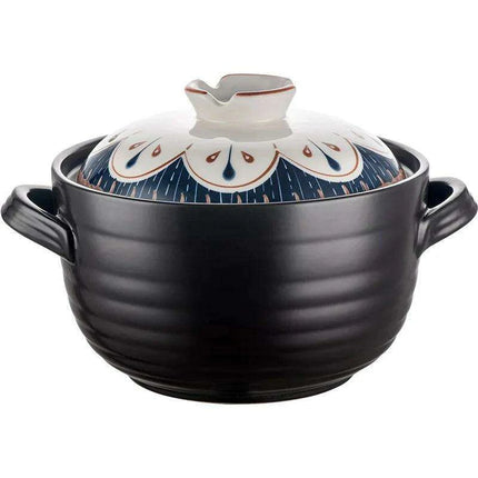 Authentic Japanese Lithium Stone Clay Stockpot - Durable Casserole Pot for Gas Stove Cooking - Très Elite