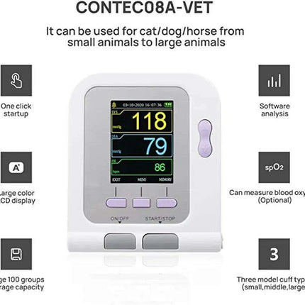 Automated Veterinary Blood Pressure Monitor for Pets with Software and Customizable Cuffs - Très Elite