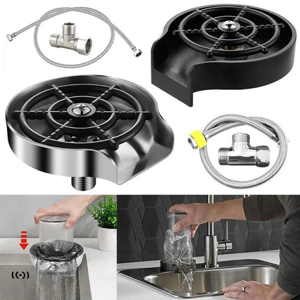 Automatic High Pressure Stainless Steel Glass Rinser Kit for Effortless Kitchen Cleaning - Très Elite