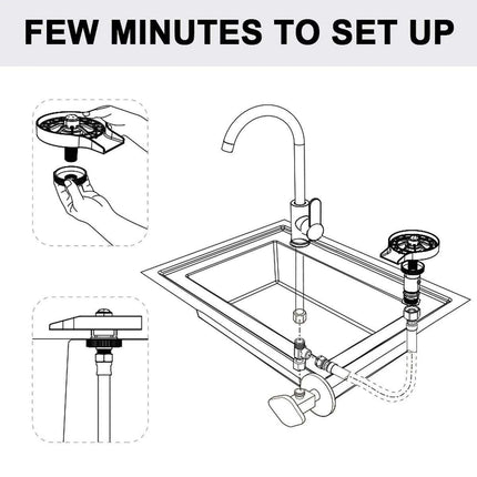 Automatic High Pressure Stainless Steel Glass Rinser Kit for Effortless Kitchen Cleaning - Très Elite