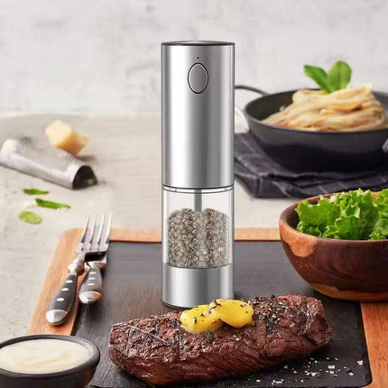 Automatic Rechargeable Salt and Pepper Grinder Duo with Adjustable Coarseness and Built-in LED Light - Très Elite