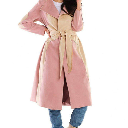 Autumn Elegance Suede Long-Line Women's Coat