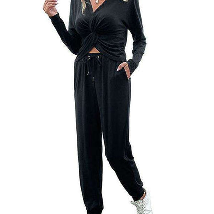 Autumn Elegance: Women's Knit Solid Color Fashion Ensemble - Très Elite