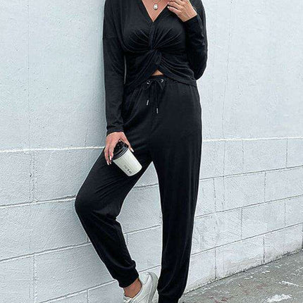Autumn Elegance: Women's Knit Solid Color Fashion Ensemble - Très Elite