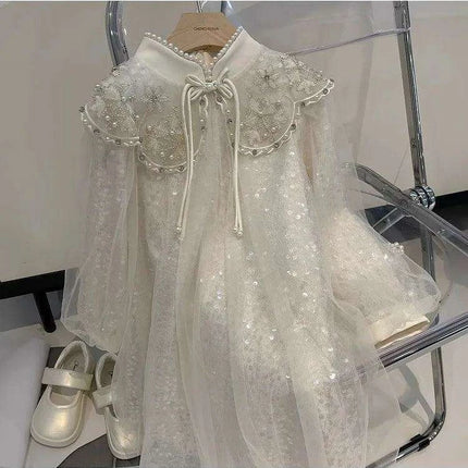 Autumn Princess: Glamorous Sequin Qipao Gown for Girls - Très Elite
