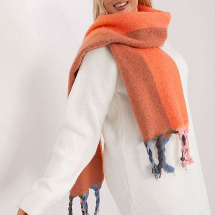 Autumn Striped Shawl with Elegant Tassels – Versatile Women’s Wrap - Très Elite