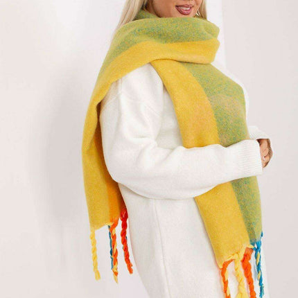 Autumn Striped Shawl with Elegant Tassels – Versatile Women’s Wrap - Très Elite