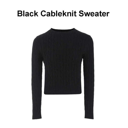 Autumn-Winter Women's Cableknit Sweater and Satin Dress in Five Colors - Très Elite
