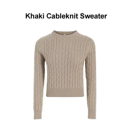 Autumn-Winter Women's Cableknit Sweater and Satin Dress in Five Colors - Très Elite