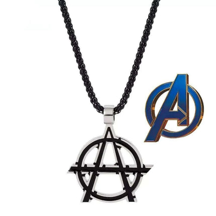 Avengers Anarchy Emblem Necklace - Striking Black Statement Piece for Men - Très Elite