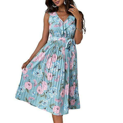 Azure Blossom Off-Shoulder Summer Dress