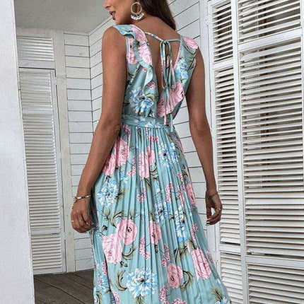 Azure Blossom Off-Shoulder Summer Dress