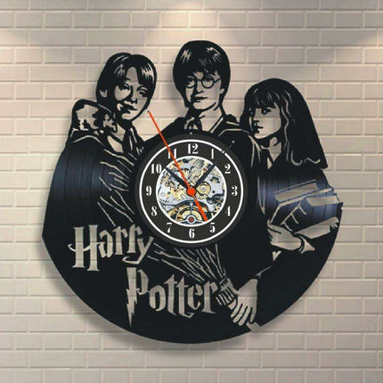 Magical Harry Potter Retro Vinyl Record Wall Clock - Stylish Black Timepiece