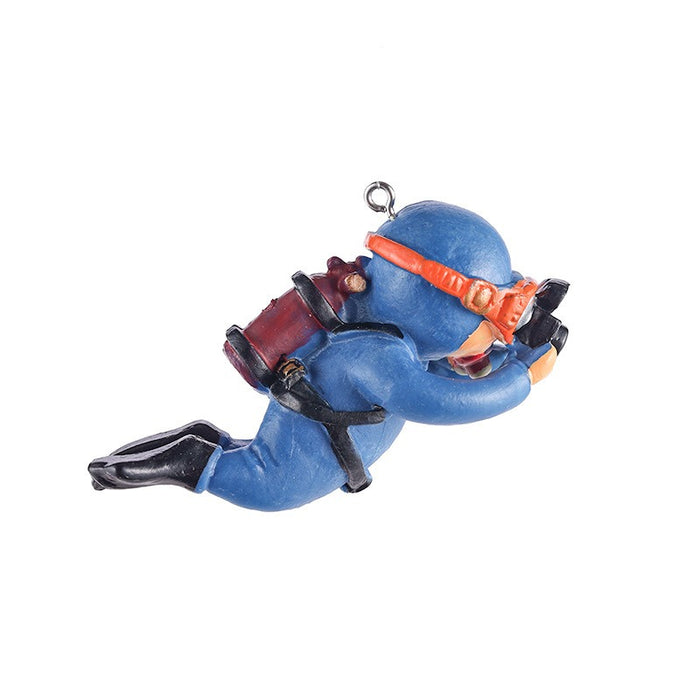 Blue Oceanic Diver: Unique Handcrafted Resin Figurine for Aquatic Displays
