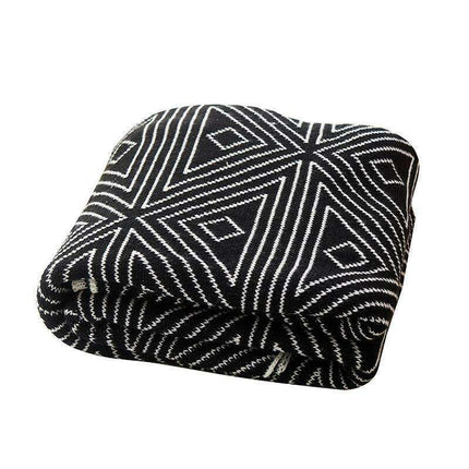 Chic Nordic Gray Geometric Acrylic Summer Blanket for Modern Living