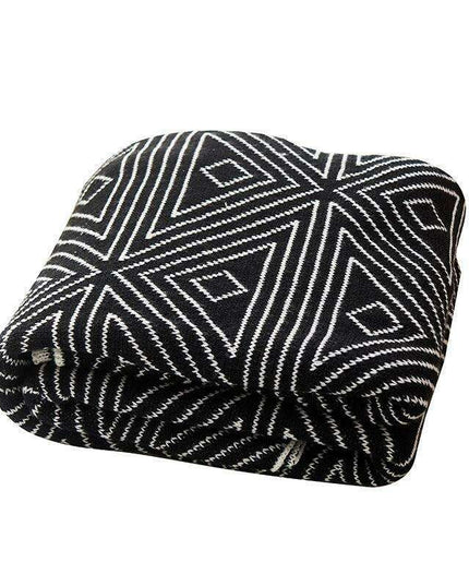 Chic Nordic Gray Geometric Acrylic Summer Blanket for Modern Living