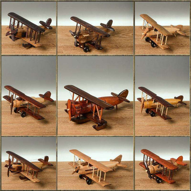 Vintage Handcrafted Wooden Airplane Decor for Distinctive Home and Tabletop Enhancement