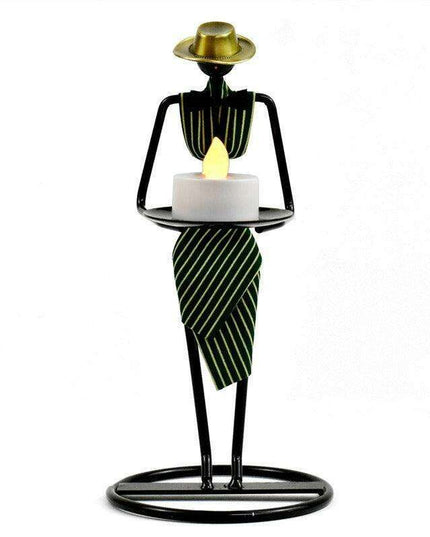 Artistic Vintage Iron Tealight Holders Featuring Elegant Women Figures