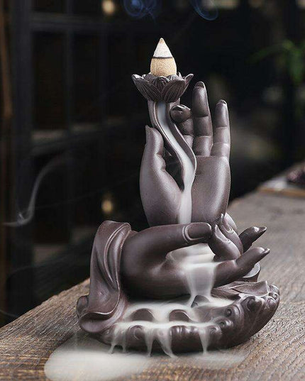 Sandalwood Serenity: Elegant Purple Backflow Incense Burner Set for Tranquil Spaces