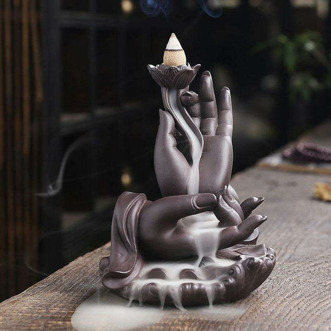 Sandalwood Serenity: Elegant Purple Backflow Incense Burner Set for Tranquil Spaces