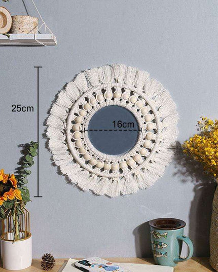 Bohemian Bliss: Artisan Cotton Tapestry with Wooden Bead Accents