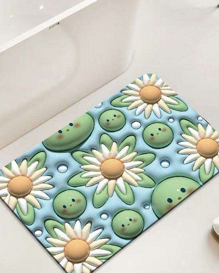 Elegant 3D Floral Design Quick-Dry Bath Mat