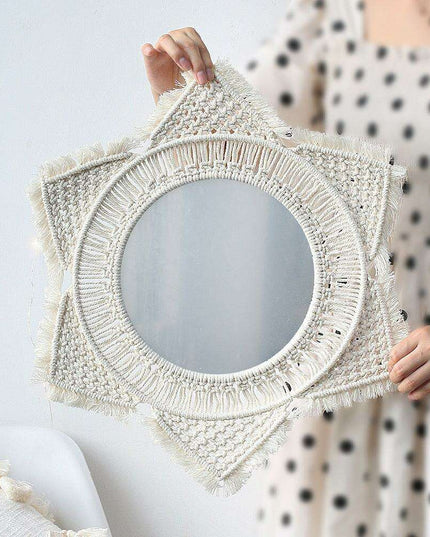 Bohemian Bliss: Artisan Cotton Tapestry with Wooden Bead Accents