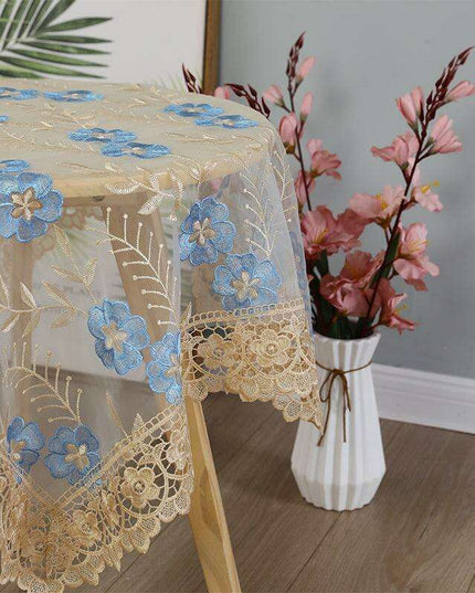 Luxe Embroidered Floral Lace Dining Table Cover