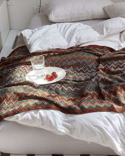 Nordic Luxe Knitted Throw Blanket with Timeless Stripes and Superior Polyester Craftsmanship