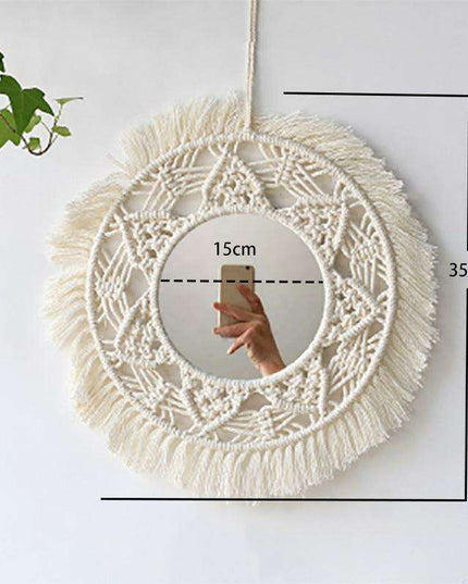 Bohemian Bliss: Artisan Cotton Tapestry with Wooden Bead Accents