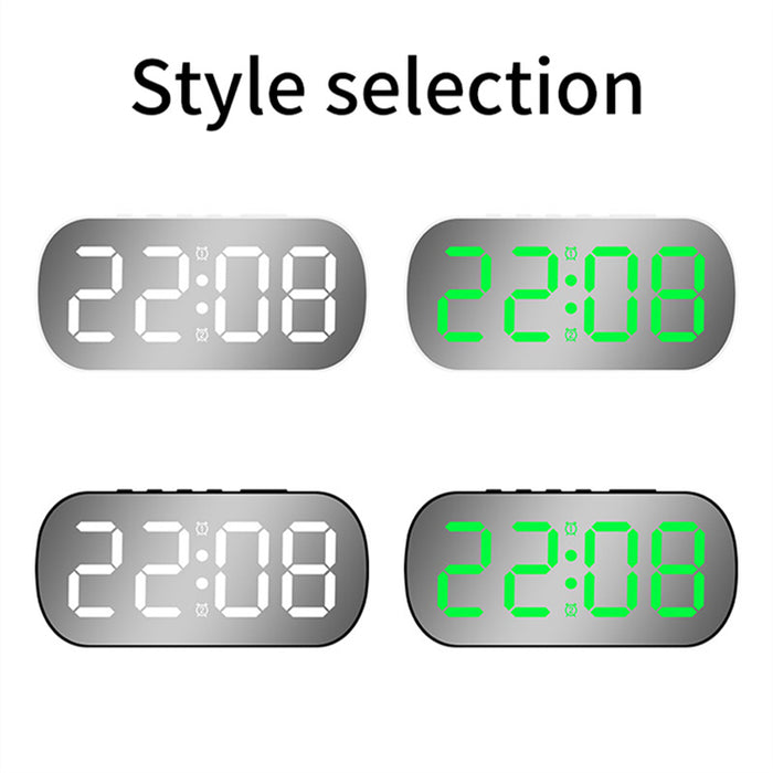 Elegant LED Digital Desktop Clock: Sleek Black & White with Touch of Green