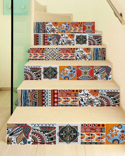 Transform Your Stairs with Stylish Abstract Geometric Decals