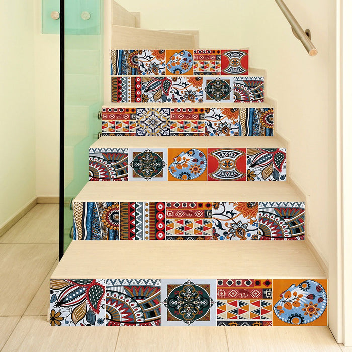 Creative Geometric Abstract Stair Sticker Set for Enhancing Home Decor