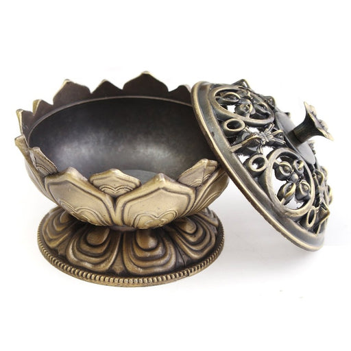 Handcrafted Lotus Flower Incense Burner - Spiritual Decor Piece for Home and Office